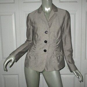 LAFAYETTE 148 Light Gray Linen Blend Blazer Jacket
